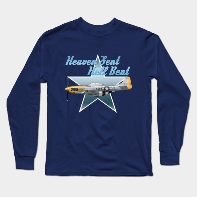 Heaven sent Hell bent P51 Mustang Long Sleeve T-Shirt by Spyinthesky